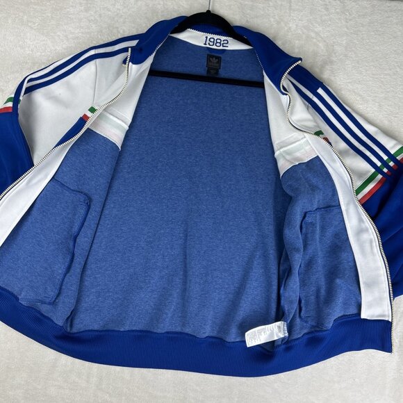 ADIDAS Jacket Mens Sz Large Zip Up 80s Remake Retro Italy Football Soccer - Picture 10 of 14